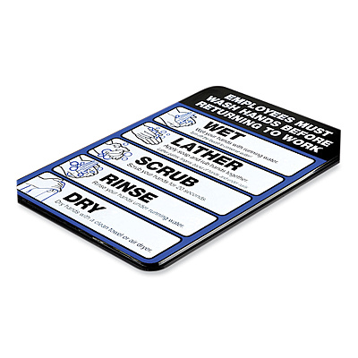 General Printing & Design Employees Must Wash Hands Indoor Wall Sign, 5" x 7", Black/Blue/White Face, Black/Blue Graphics, 2/Pack (EXOHD0171S)