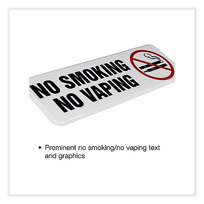 General Printing & Design No Smoking No Vaping Indoor/Outdoor Wall Sign, 9" x 3", Black Face, Black/Red Graphics, 4/Pack (EXOHD0175S)