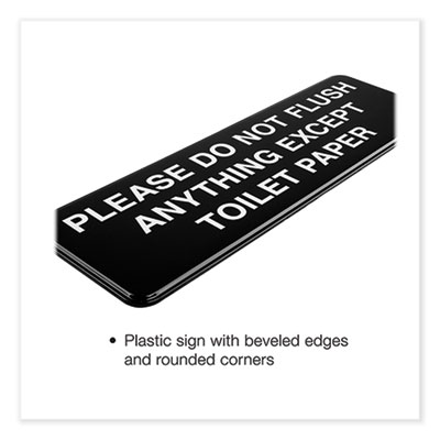 General Printing & Design Please Do Not Flush Indoor/Outdoor Wall Sign, 9" x 3", Black Face, White Graphics, 3/Pack (EXOHD0255S)