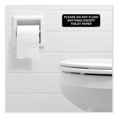 General Printing & Design Please Do Not Flush Indoor/Outdoor Wall Sign, 9" x 3", Black Face, White Graphics, 3/Pack (EXOHD0255S)