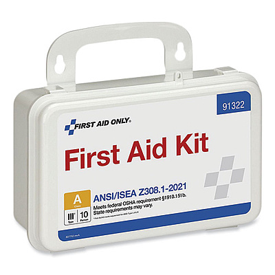 First Aid Only ANSI 2021 First Aid Kit for 10 People, 76 Pieces, Plastic Case (FAO91322)
