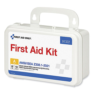 First Aid Only ANSI 2021 First Aid Kit for 10 People, 76 Pieces, Plastic Case (FAO91322)