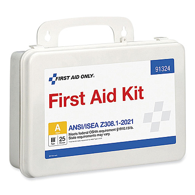 First Aid Only ANSI 2021 First Aid Kit for 25 People, 94 Pieces, Plastic Case (FAO91324)