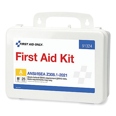 First Aid Only ANSI 2021 First Aid Kit for 25 People, 94 Pieces, Plastic Case (FAO91324)