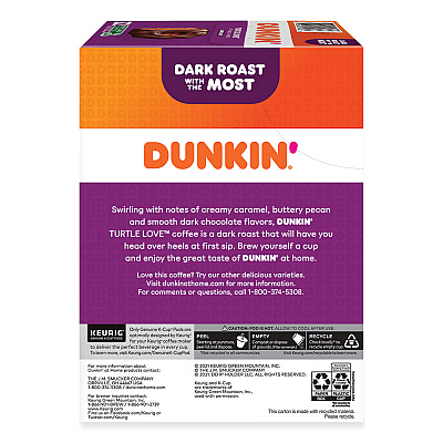 Dunkin Donuts K-Cup Pods, Turtle Love Coffee, 22/Box (GMT5000367615)