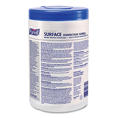 PURELL Healthcare Surface Disinfecting Wipes, 1-Ply, 7" x 10", Unscented, White, 110 Wipes/Canister, 6 Canisters/Carton (GOJ934006)