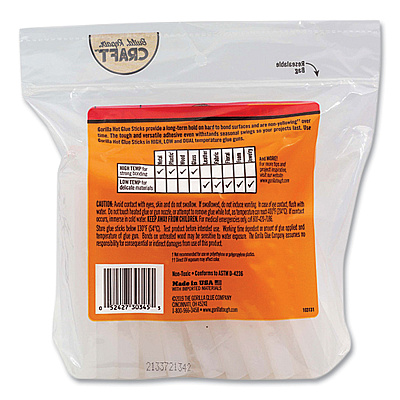 Gorilla Hot Glue Sticks, 0.43" dia x 4", Dries Clear, 45/Pack (GOR3034502)