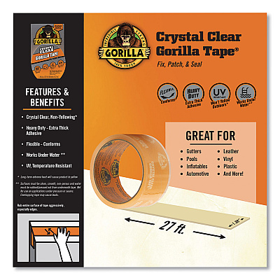 Gorilla Crystal Clear Tape, 3" Core, 1.88" x 9 yds (GOR6027007)