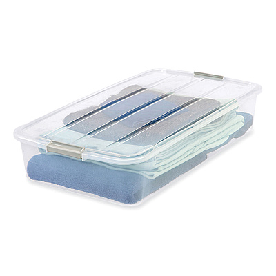 IRIS 50 Qt. Latch Lid Underbed Storage Box, 17.75" x 32.5" x 6.5", Clear (IRS100118)