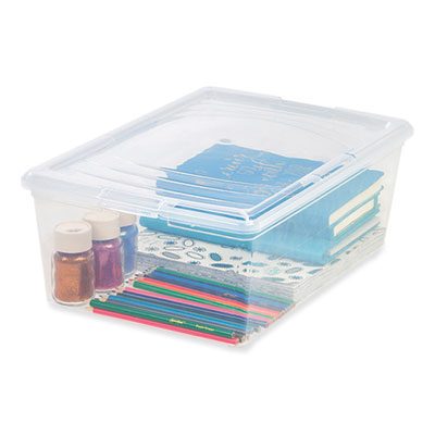 IRIS 13.5 Qt. Lift-Off Lid Storage Tote, 10.6" x 16.1" x 5.9", Clear/Gray (IRS100119)