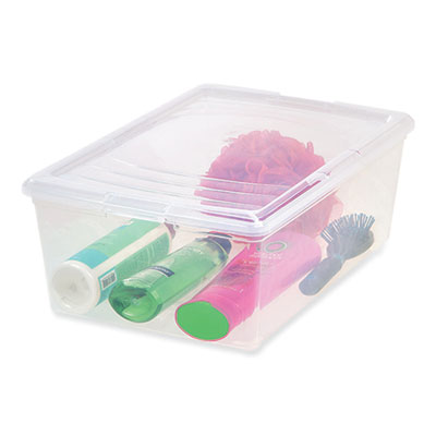 IRIS 13.5 Qt. Lift-Off Lid Storage Tote, 10.6" x 16.1" x 5.9", Clear/Gray (IRS100119)