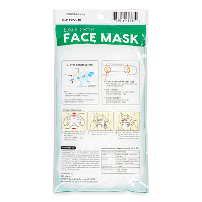 IRIS Earloop Disposable Face Mask, 3-Ply Non-Woven, Large, 7/Pack (IRS590040)
