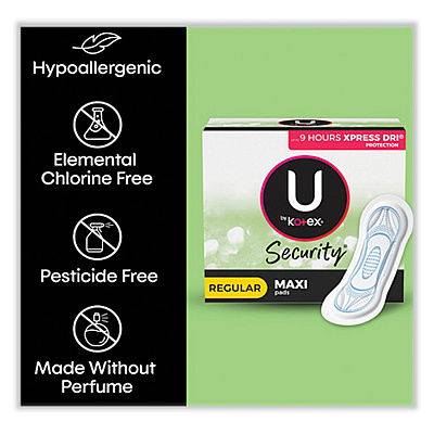 U by U by U by Kotex Security Regular Maxi Pads, Unscented, 48/Pack (KCC47240)