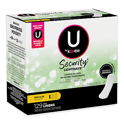 U by U by U by Kotex Security Lightdays Liners, Unscented, 129/Pack (49060)