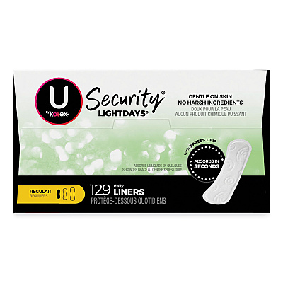 U by U by U by Kotex Security Lightdays Liners, Unscented, 129/Pack (49060)
