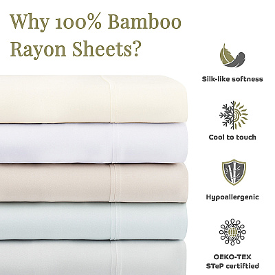 Aston & Arden Bamboo Sheet Set Cali-king Blue, 4 Piece Set (P-SS-BBCALKG-BL)
