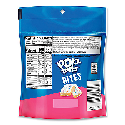 Kellogg's Pop Tarts Bites, Confetti Cake, 3.5 oz Bag, 6/Carton (KEB25063)