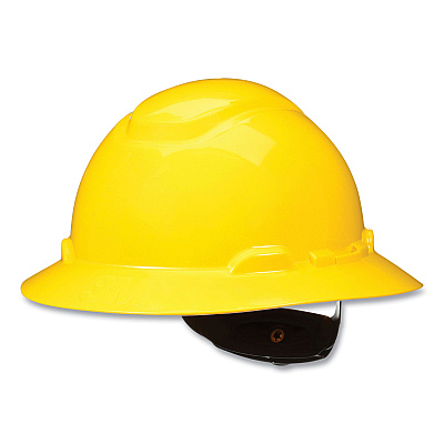3M SecureFit Full Brim Hard Hat with Uvicator, Four-Point Ratchet Suspension, Yellow (MMMH802SFRUV)