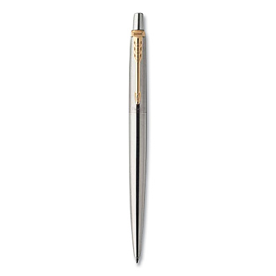 Parker Jotter Rollerball Pen, Medium Point 0.7 mm, Black Ink, Stainless Steel Barrel (PAR2020672)