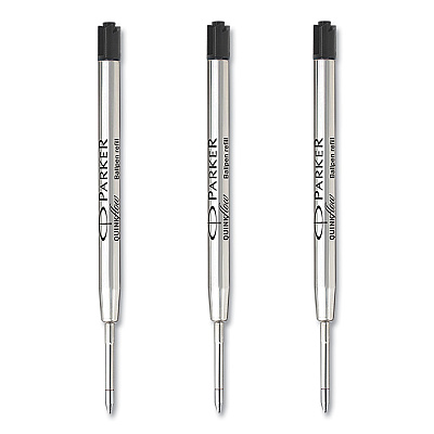 Quinkflow Refill for Parker Ballpoint Pen, Medium Tip, Black Ink, 3/Pack (PAR2119151)
