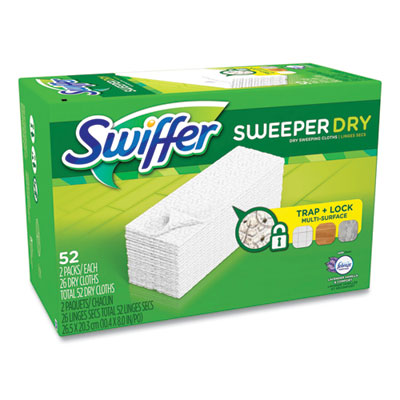 Swiffer Dry Refill Cloths, 1-Ply, 10.63" x 8", Lavender and Vanilla, White, 52/Box (PGC99039)