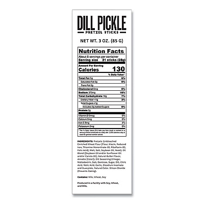 Performance Food Group Dill Pickle Pretzel Sticks, 3 oz Bag, 15/Carton (POY00561)