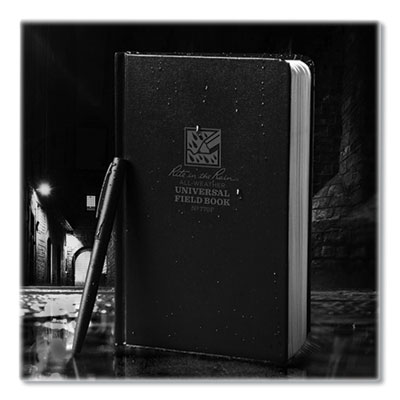 Rite in the Rain All-Weather Hardbound Notebook, Universal: Narrow Rule and Quadrille Rule, Black Cover, (80) 7.25 x 4.38 Sheets (RIR770F)