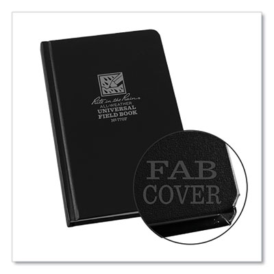 Rite in the Rain All-Weather Hardbound Notebook, Universal: Narrow Rule and Quadrille Rule, Black Cover, (80) 7.25 x 4.38 Sheets (RIR770F)