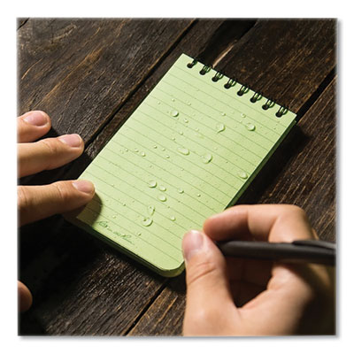 Rite in the Rain All-Weather Wire-O Notepad, Universal: Narrow Rule and Quadrille Rule, Dark Green Cover, 50 White 3 x 5 Sheets (RIR935)