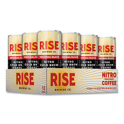 RISE Brewing Co. Nitro Cold Brew Latte, Original Black, 7 oz Can, 12/Carton (RSB00043)