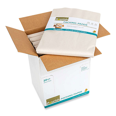 Shurtape 100% Recycled Paper Packing Sheets, 24" x 24", Natural, 20/Pack (SHU287431)
