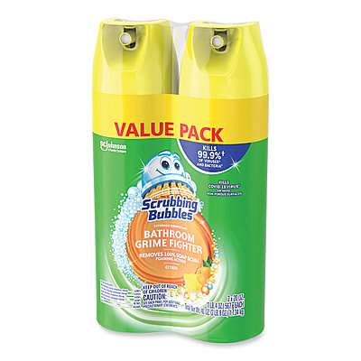 Scrubbing Bubbles Bathroom Disinfectant Grime Fighter Aerosol, Citrus Scent, 20 oz Aerosol Can, 2/Pack (SJN306381)