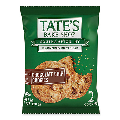 TATES BAKE SHOP Chocolate Chip Cookies Snack Packs, 1 oz Pack, 2 Cookies/Pack, 8 Packs/Box, 2 Boxes/Carton (TAE07134)