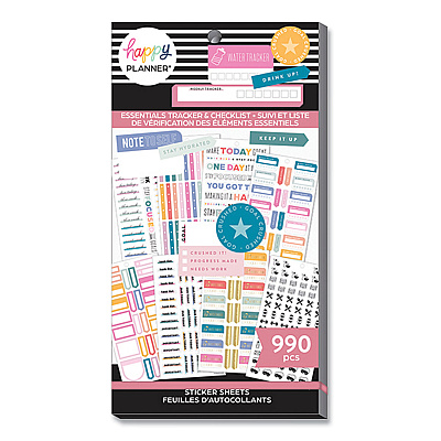 The Happy Planner Essentials Tracker & Checklist Classic Stickers, Productivity Theme, 990/Pack (THLSVP130151)