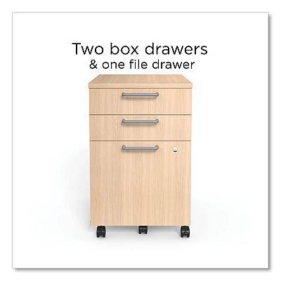 Union & Scale Essentials Three-Drawer Mobile Pedestal File, 2 Box/1 Legal/Letter-Size File Drawers, Natural, 15.6" x 21.3" x 24.3" (UOS45695CC)