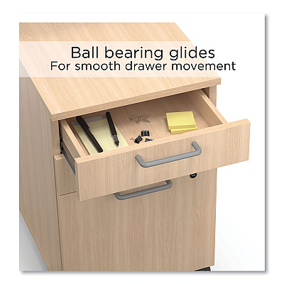 Union & Scale Essentials Three-Drawer Mobile Pedestal File, 2 Box/1 Legal/Letter-Size File Drawers, Natural, 15.6" x 21.3" x 24.3" (UOS45695CC)