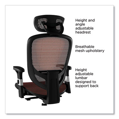 Union & Scale FlexFit Hyken Mesh Task Chair, Supports Up to 275 lb, 17.24" to 20.98" Seat Height, Maroon Seat/Back, Silver/Black Base (UOS59462VCC)