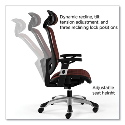 Union & Scale FlexFit Hyken Mesh Task Chair, Supports Up to 275 lb, 17.24" to 20.98" Seat Height, Maroon Seat/Back, Silver/Black Base (UOS59462VCC)