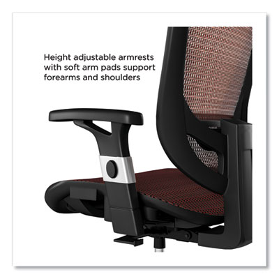 Union & Scale FlexFit Hyken Mesh Task Chair, Supports Up to 275 lb, 17.24" to 20.98" Seat Height, Maroon Seat/Back, Silver/Black Base (UOS59462VCC)
