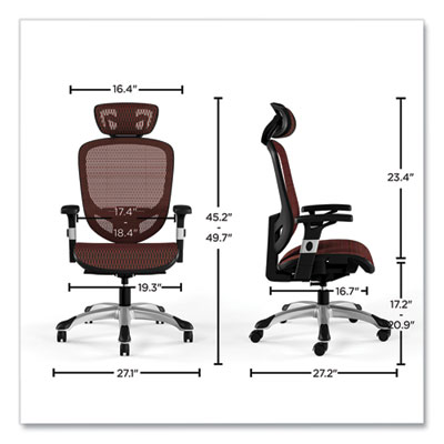 Union & Scale FlexFit Hyken Mesh Task Chair, Supports Up to 275 lb, 17.24" to 20.98" Seat Height, Maroon Seat/Back, Silver/Black Base (UOS59462VCC)