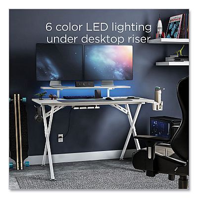 Union & Scale Vizon 47" Gaming Desk, 47.2" x 26.6" x 35", White Colorway (UOS60986)