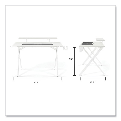 Union & Scale Vizon 47" Gaming Desk, 47.2" x 26.6" x 35", White Colorway (UOS60986)