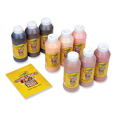 Crayola Colors of the World Washable Paint, 9 Assorted Colors, 8 oz Bottles, 9/Pack (CYO542314)