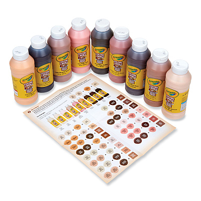 Crayola Colors of the World Washable Paint, 9 Assorted Colors, 8 oz Bottles, 9/Pack (CYO542314)