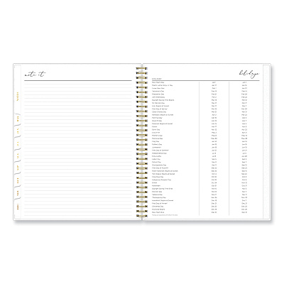 Blue Sky Life Note-It Leah Weekly/Monthly Notes Planner, Floral Artwork, 11 x 8.5, Gray/Pink/White Cover, 12-Month (Jan to Dec): 2026 (139479)
