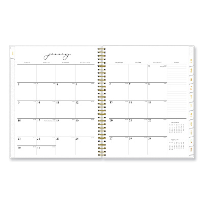Blue Sky Life Note-It Leah Weekly/Monthly Notes Planner, Floral Artwork, 11 x 8.5, Gray/Pink/White Cover, 12-Month (Jan to Dec): 2026 (139479)