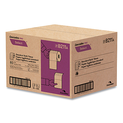 Cascades PRO Select Standard Bath Tissue, 2-Ply, White, 500 Sheets/Roll, 80 Rolls/Carton (CSDB211)