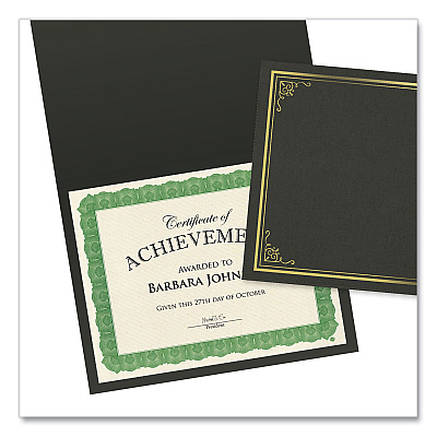 Geographics Award Certificates, 8.5 x 11, Natural with Green Braided Border, 15/Pack (GEO49016)