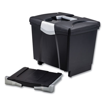 Storex File Box with Tray, Letter, 11.5" x 14.3" x 13", Black, 2/Carton (STX61523U02C)