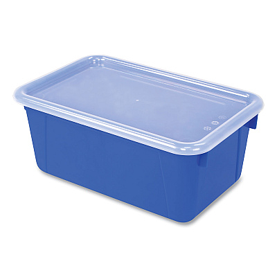 Storex Cubby Bin with Lid, 1 Section, 2 gal, 8.2 x 12.5 x 11.5, Assorted Colors, 5/Pack (STX62406U05C)